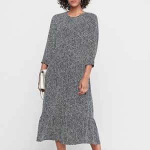 Express Spotted Shapeless Midi Dress Size Large